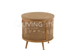 J-LINE Alis kast rond vintage hout rotan