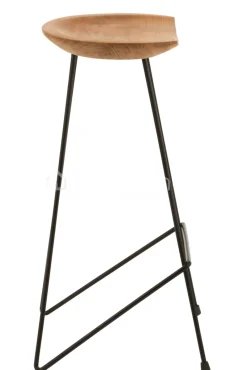 J-LINE barkruk teak en zwart metaal