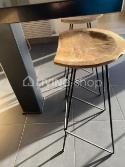 J-LINE barkruk teak en zwart metaal