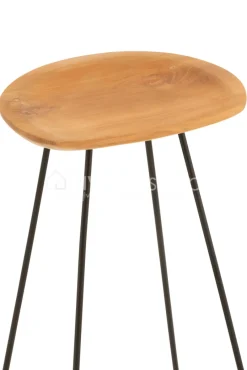 J-LINE barkruk teak en zwart metaal