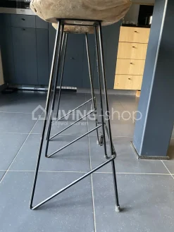 J-LINE barkruk teak en zwart metaal
