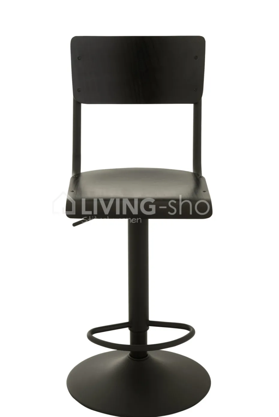 J-LINE barstoel hout metaal met rugleuning
