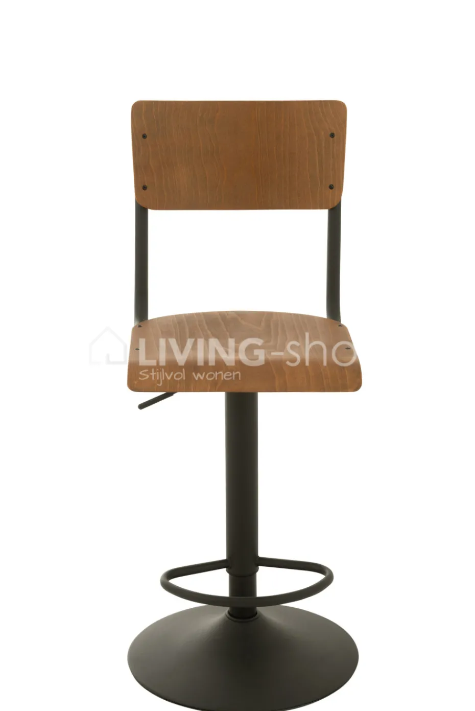 J-LINE barstoel hout metaal met rugleuning