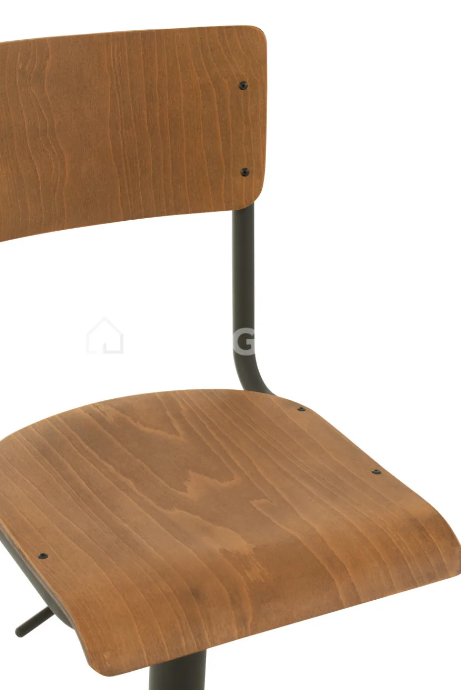 J-LINE barstoel hout metaal met rugleuning