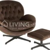 J-LINE Bruine Relax zetel met voetbank