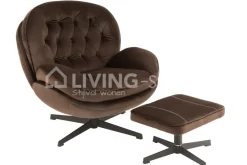 J-LINE Bruine Relax zetel met voetbank