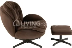 J-LINE Bruine Relax zetel met voetbank