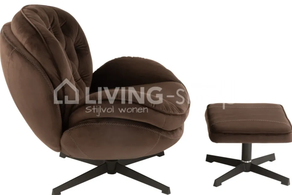 J-LINE Bruine Relax zetel met voetbank