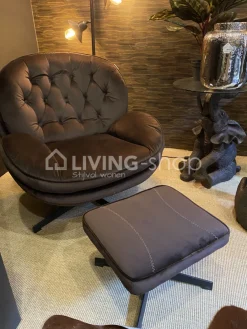 J-LINE Bruine Relax zetel met voetbank