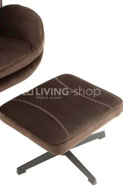 J-LINE Bruine Relax zetel met voetbank