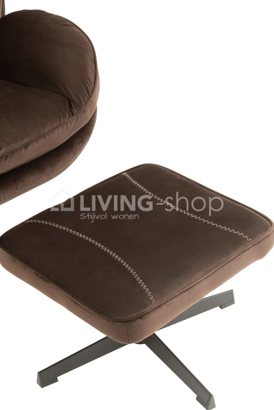 J-LINE Bruine Relax zetel met voetbank