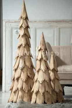 J-LINE Houten kerstboom stukken hout medium
