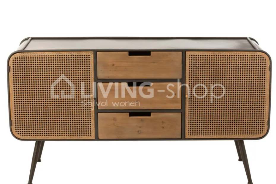 J-LINE Kast tv meubel met 3 lades Safari Collectie