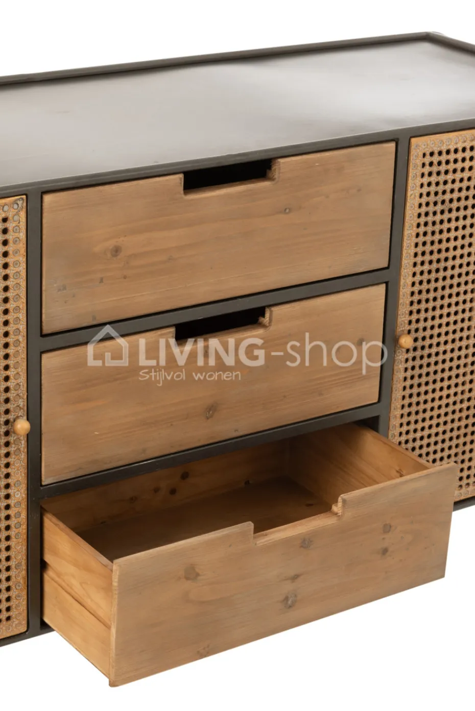 J-LINE Kast tv meubel met 3 lades Safari Collectie