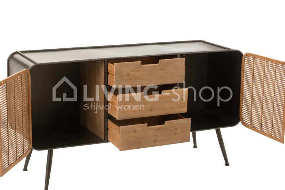 J-LINE Kast tv meubel met 3 lades Safari Collectie