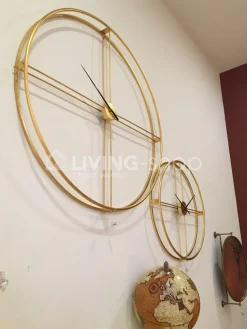 J-LINE klok rond metaal goud small JLINE