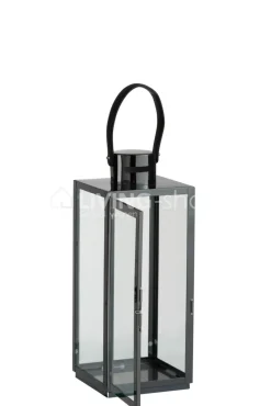 J-LINE Lantaarn staal zwart Medium