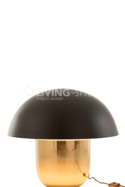 J-LINE Large Paddenstoel Tafellamp Goud/Zwart Verlichting