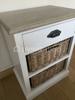 J-LINE nachtkastje landelijke stijl wit met naturel top