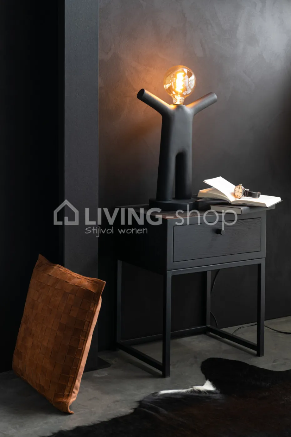 J-LINE P'tit Maurice lamp mannetje zwart