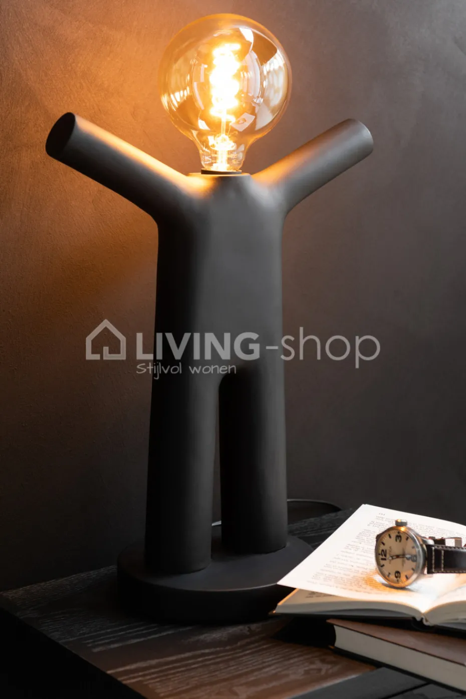J-LINE P'tit Maurice lamp mannetje zwart