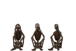 J-LINE Skelet Horen Zien en Zwijgen Brons Decoratie
