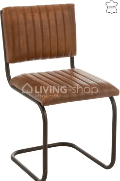J-LINE stoel modern leder cognac metaal