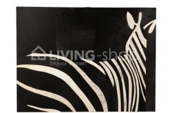J-LINE wanddecoratie kader zebra leder zwart wit