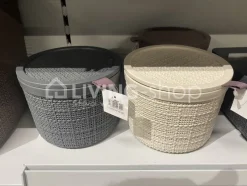 Cosy & Trendy Jute Curver opbergmandje met deksel offwhite