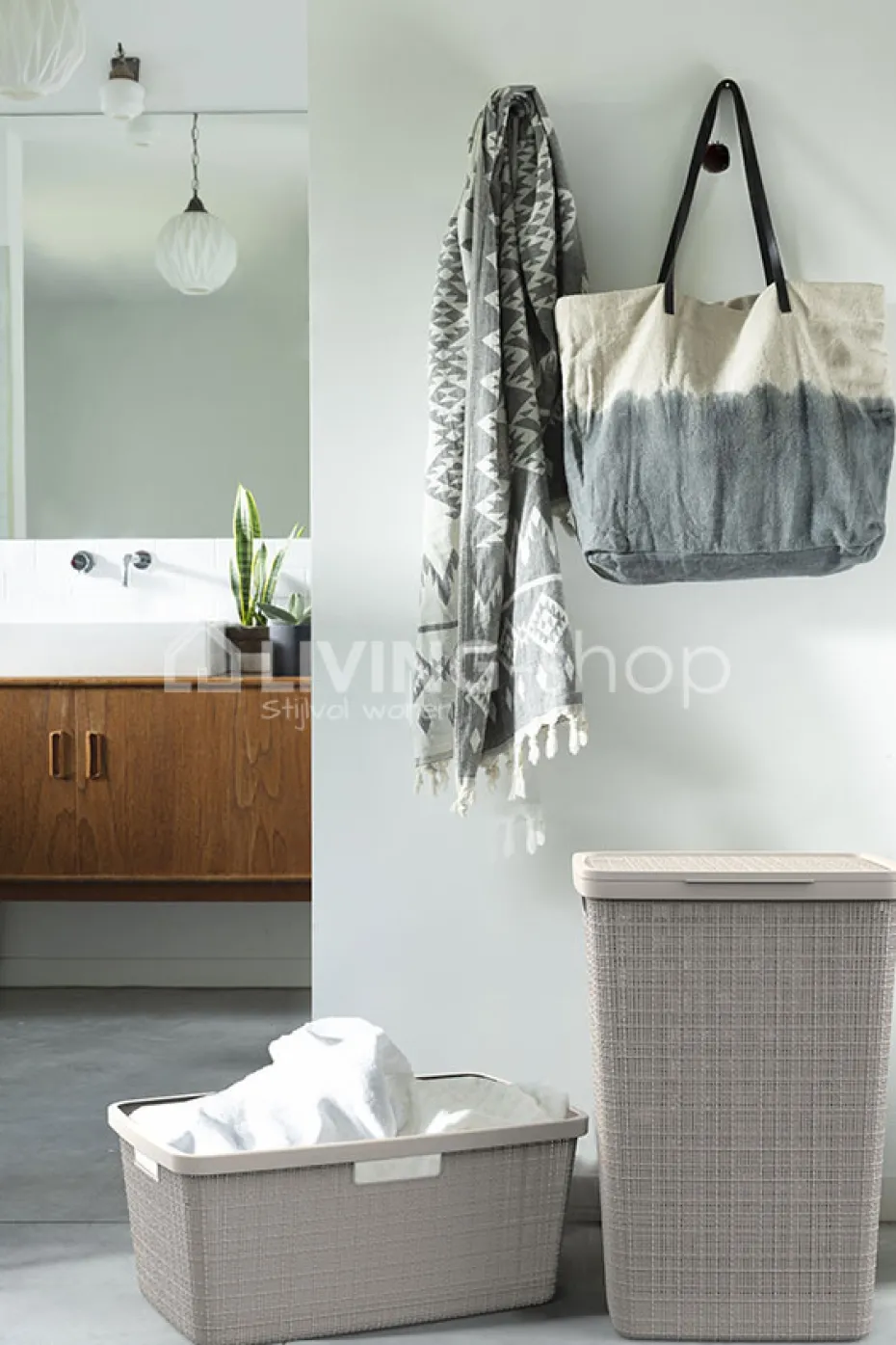 Cosy & Trendy Jute linnenmand Curver wasmand offwhite