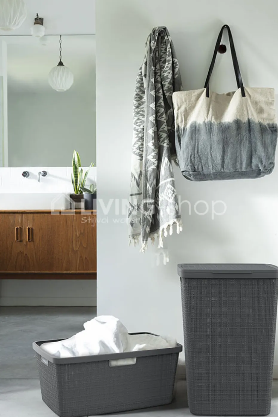 Cosy & Trendy Jute linnenmand Curver wasmand offwhite