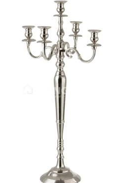 J-LINE Kandelaar 5-Armen Zilver Interieur Accessoires