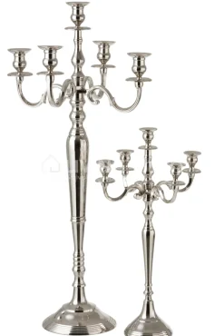 J-LINE Kandelaar 5-Armen Zilver Interieur Accessoires