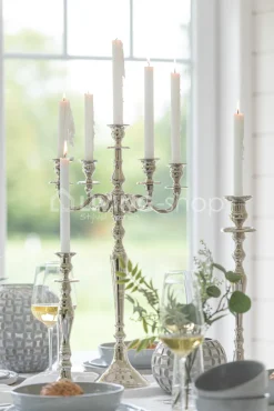 J-LINE Kandelaar 5-Armen Zilver Interieur Accessoires