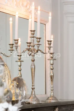 J-LINE Kandelaar 5-Armen Zilver Interieur Accessoires
