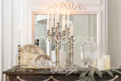 J-LINE Kandelaar 5-Armen Zilver Interieur Accessoires