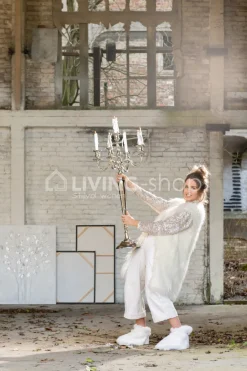 J-LINE Kandelaar 5-Armen Zilver Interieur Accessoires