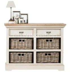 TIMELESS LIVING Kast met rotan manden oud crème
