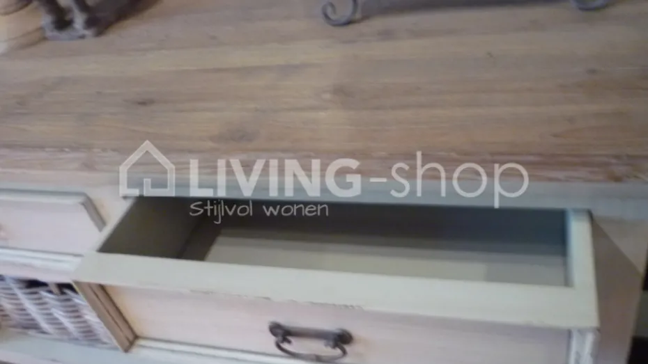 TIMELESS LIVING Kast met rotan manden oud crème