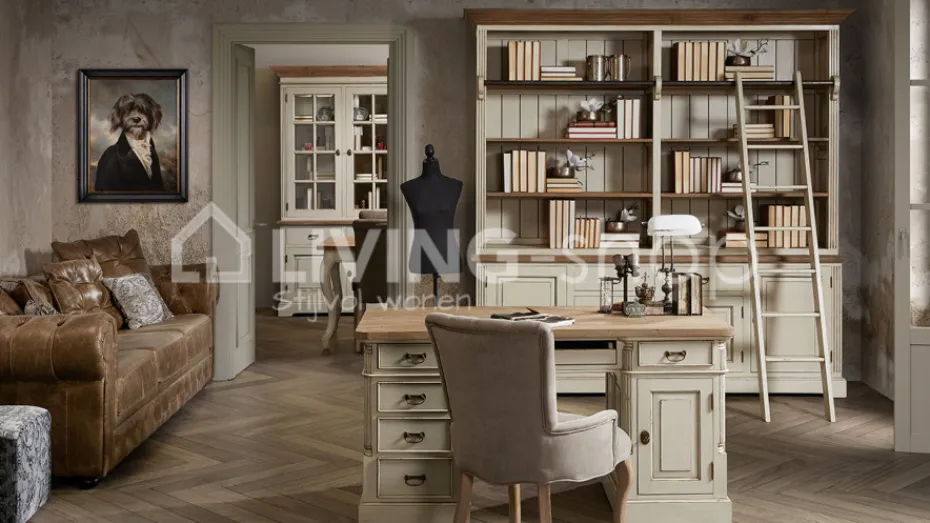 TIMELESS LIVING Kast met rotan manden oud crème