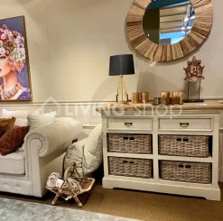 TIMELESS LIVING Kast met rotan manden oud crème