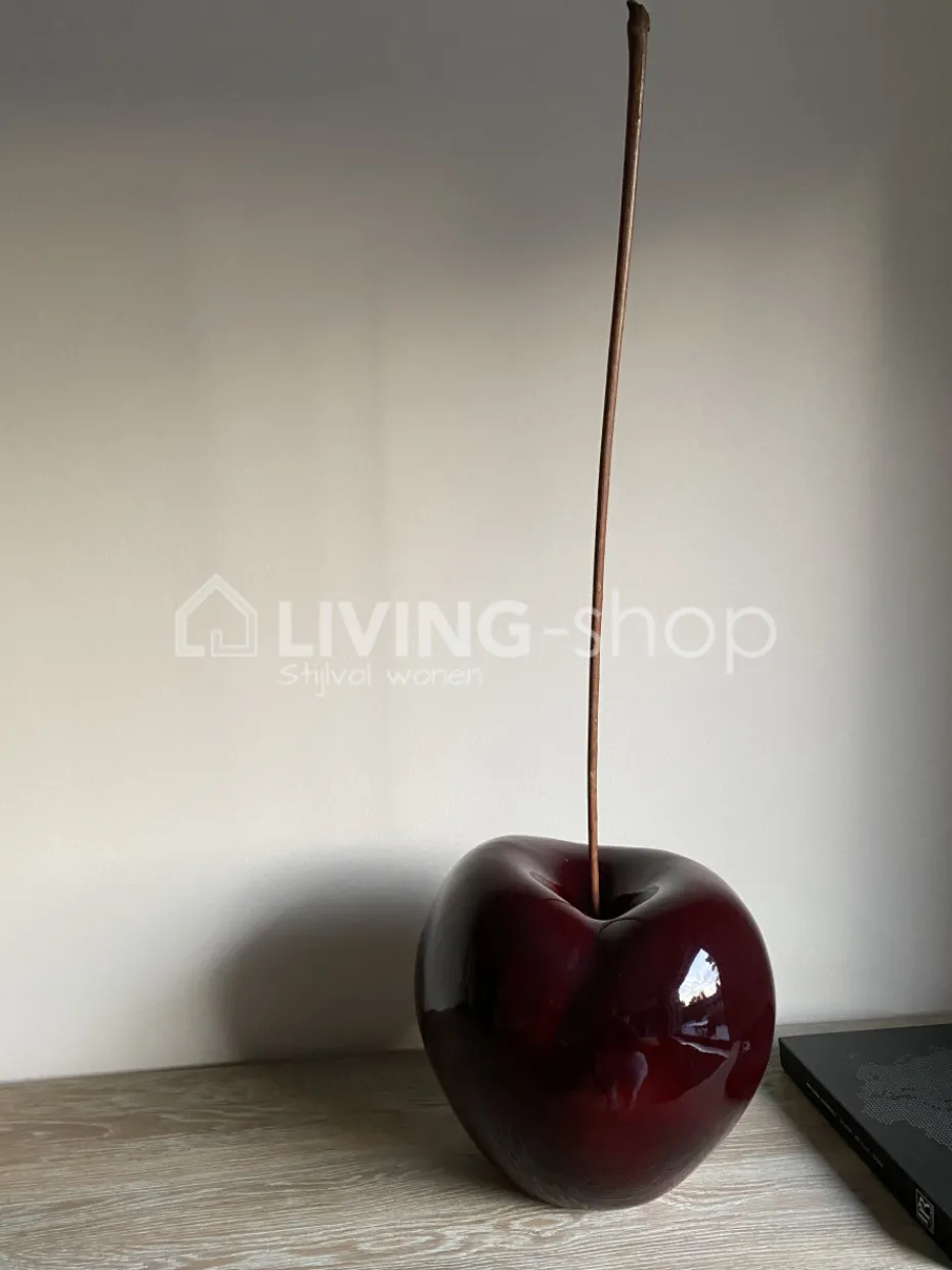 BULL&STEIN Kers tuinbeeld bordeaux porselein + houten steel