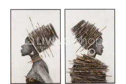 J-LINE Kunstschilderij Afrikaanse vrouwen op canvas