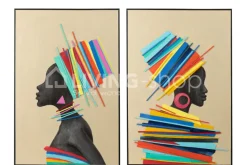 J-LINE Kunstschilderij Afrikaanse vrouwen op canvas