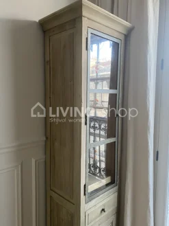TIMELESS LIVING Landelijk badkamermeubel kolomkast met metalen frame vitrinedeur