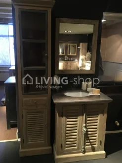 TIMELESS LIVING Landelijk badkamermeubel kolomkast met metalen frame vitrinedeur