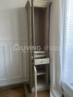 TIMELESS LIVING Landelijk badkamermeubel kolomkast met metalen frame vitrinedeur