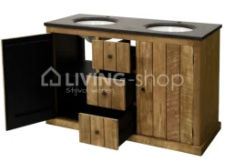 TIMELESS LIVING Landelijk badkamermeubel teak met 2 wastafels