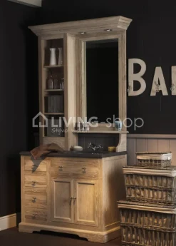 TIMELESS LIVING Landelijk eiken badkamermeubel met spiegelkast en LED verlichting