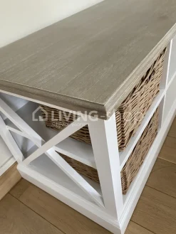 J-LINE Landelijk tv meubel wit met naturel blad